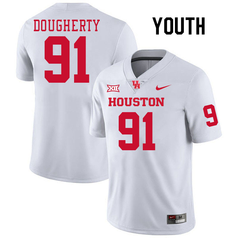 Youth #91 Liam Dougherty Houston Cougars College Football Jerseys Stitched-White